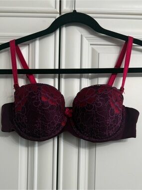 Adore Me 38B Plum and Fuchsia Lace Push-Up Bra